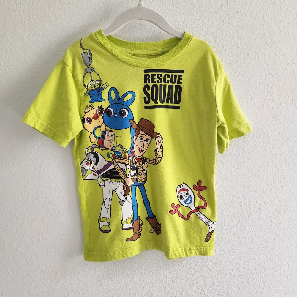 Disney Pixar Toy Story Rescue Squad Lime Green‎ Graphic T-Shirt Kids Size 5